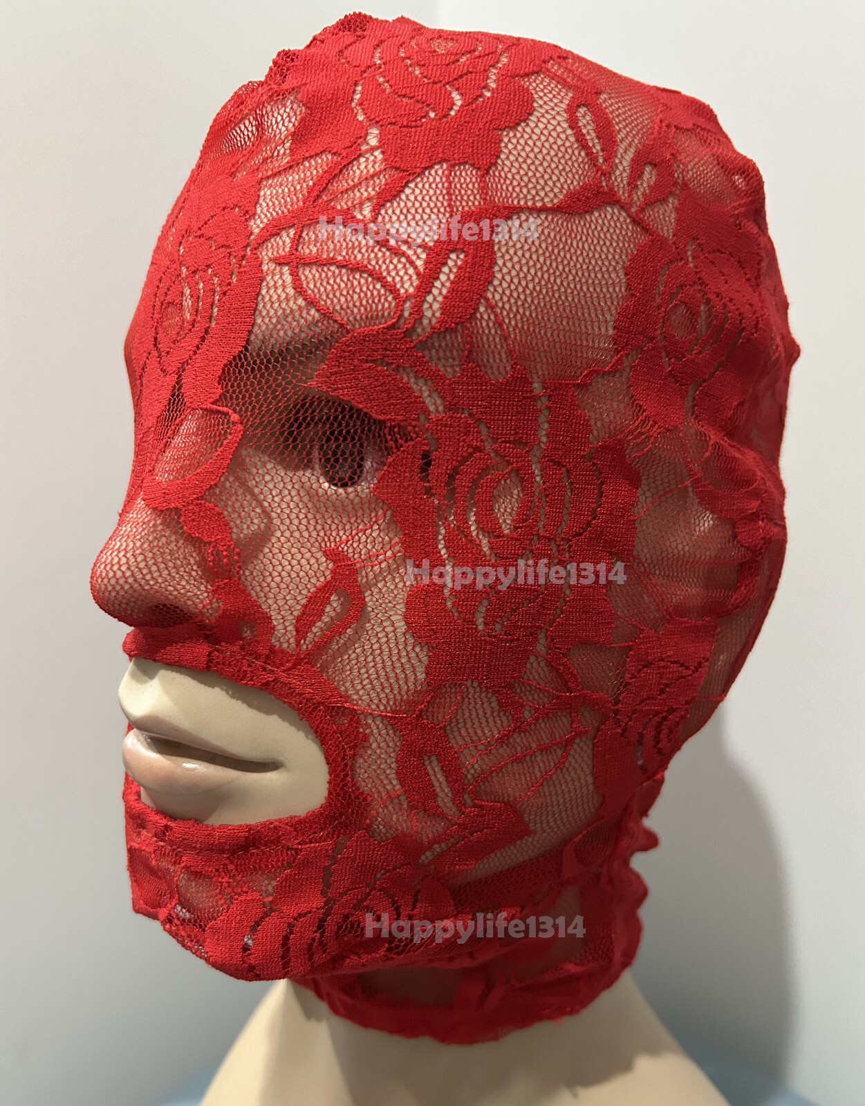 Halloween Black/white/Red Lace Mask Hood Open Mouth Role Play Cosplay Mask