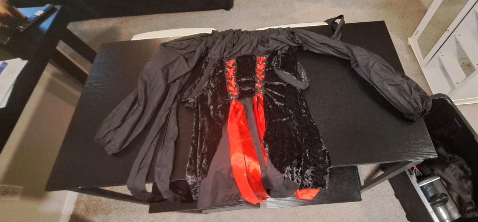 Black Red Halloween Dress S/M Regular Polyester Long Sleeve Show Costume