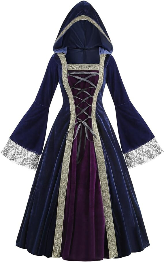 Fashion Women Cosplay Hoodie Medieval Gothic Witch Wizard Halloween Costume