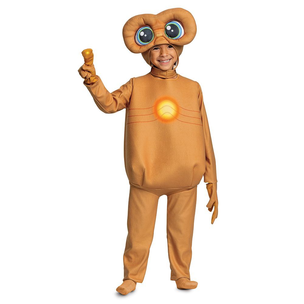 Child 80s Alien ET Jumpsuit Lighted Finger Halloween Costume Disguise 2T 3T 4T 6
