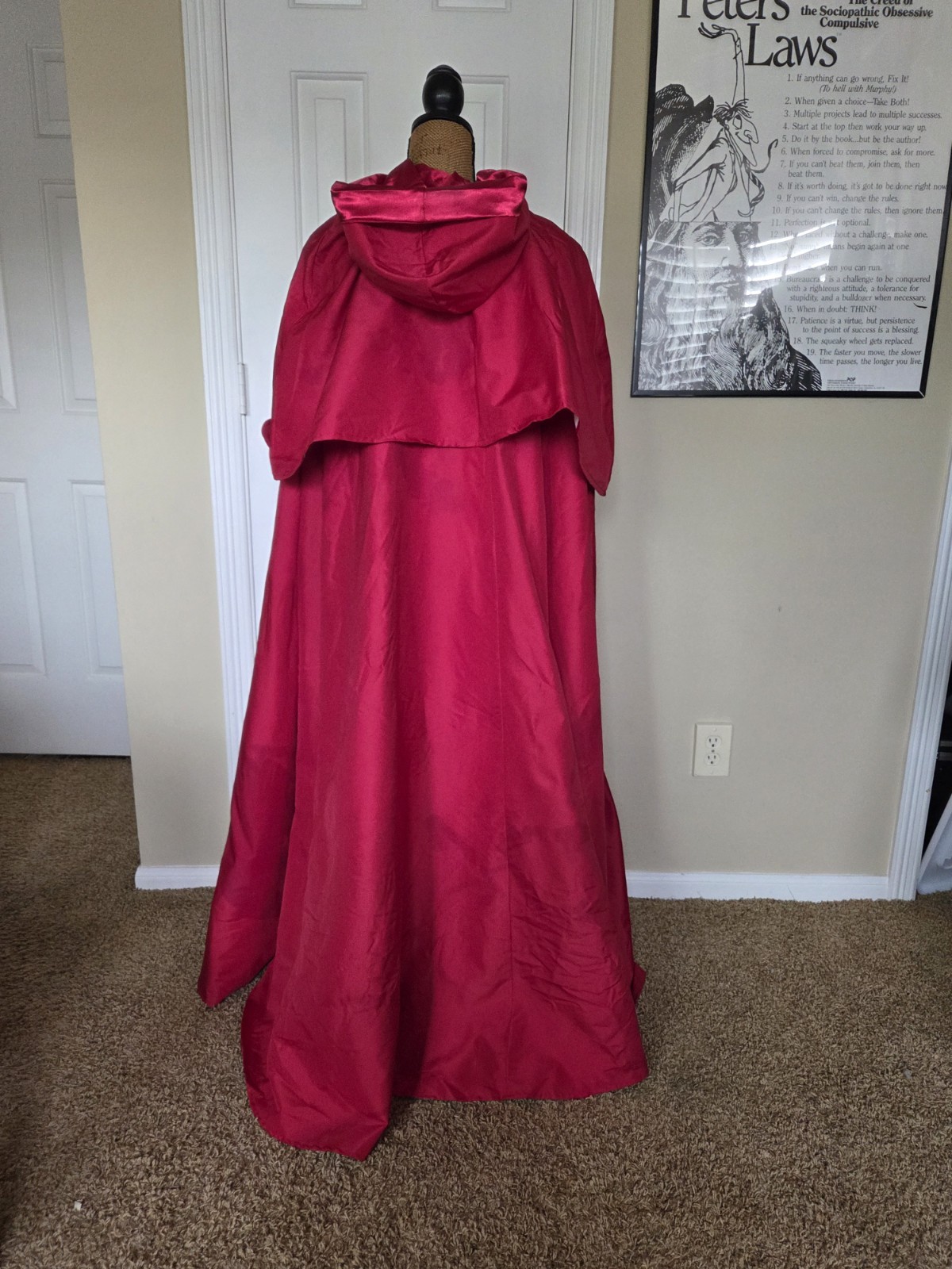 Handmade Red Cardinals Robe With Hood Rennaissance Costume One Size