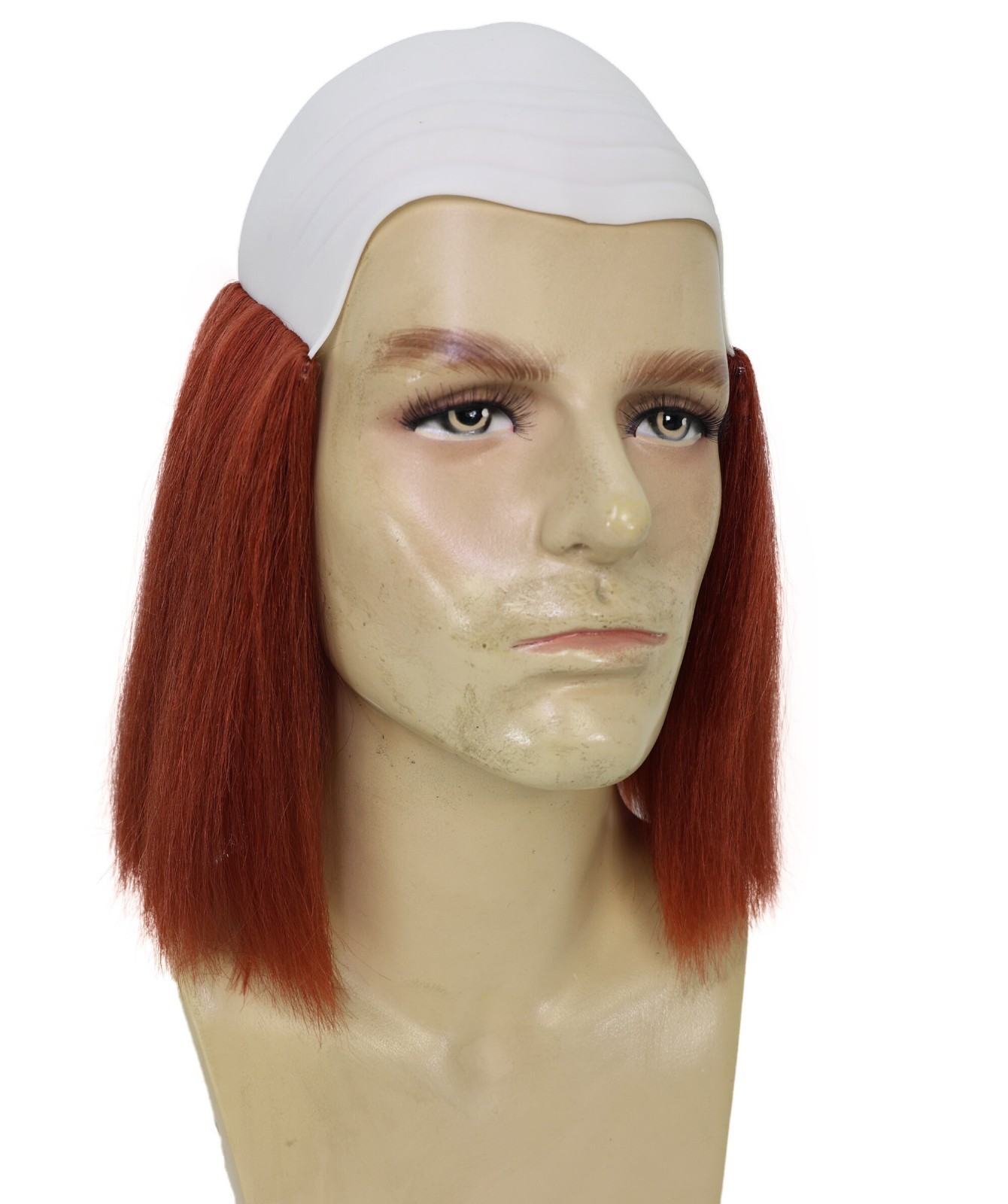 Adult Bald Deluxe Silly Boy Auburn Wig Comical Bald Cap with Hair Tufts