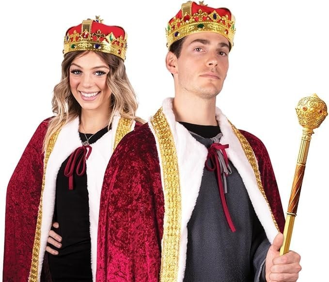 Gold King Crowns for Men & Women – Medieval Plastic Headpiece for Halloween, Cos