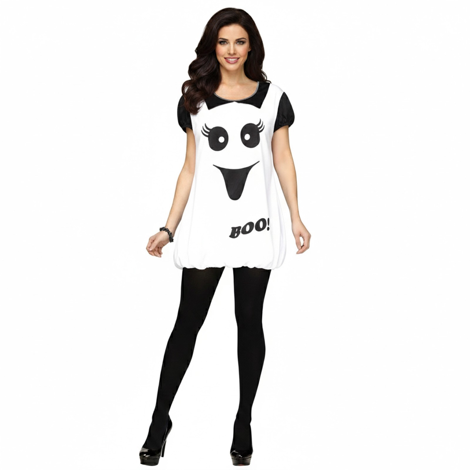 Women’s Cute Ghost Dress Romper Halloween Festive Classic Easy Teacher Costume