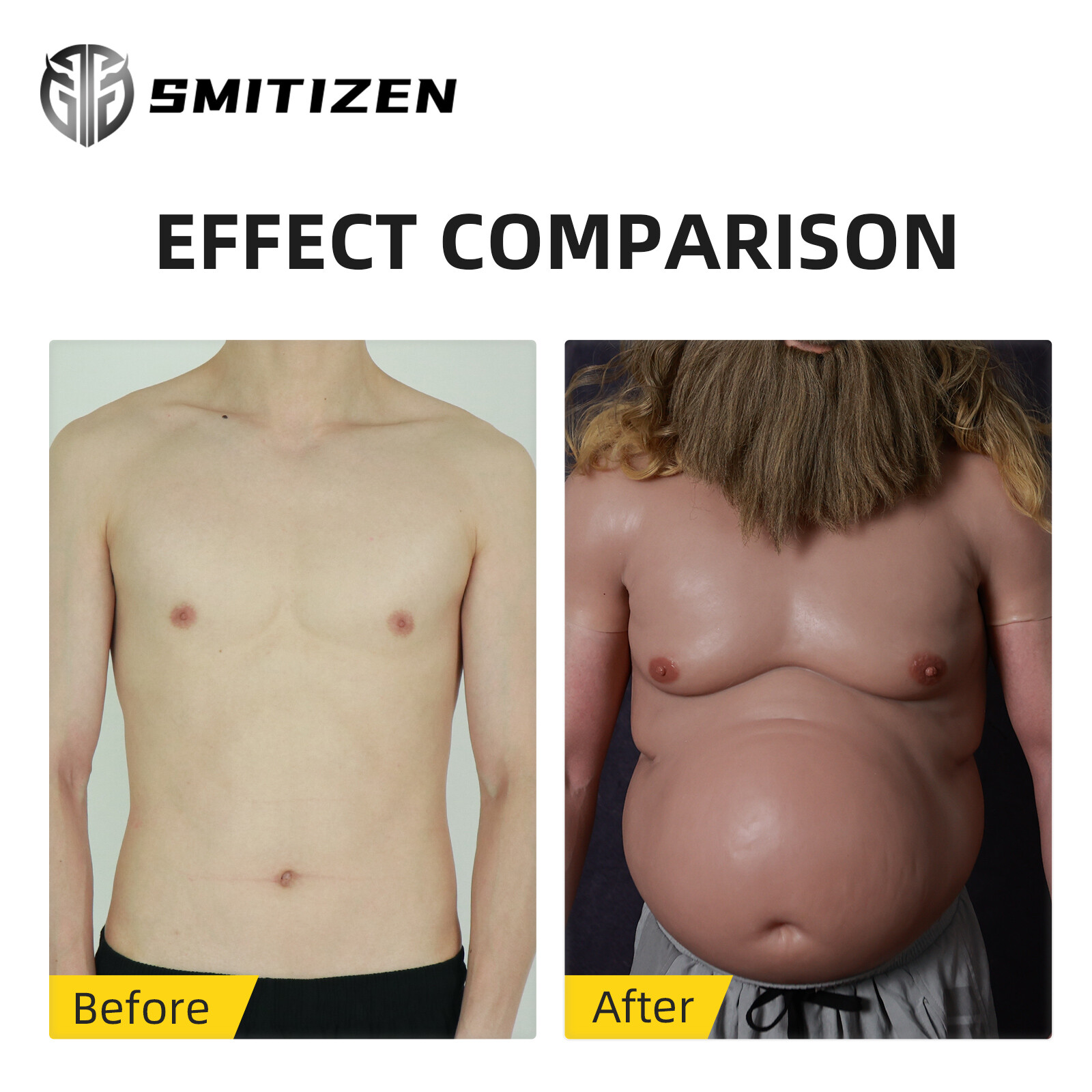 Smitizen Silicone Upper Suit with Fake Beer Belly Costumes for Halloween Party