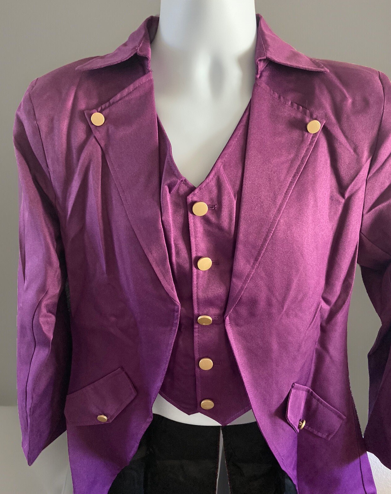 Men Purple Jacket Tailcoat Size S Victorian Gothic Renaissance Steampunk Costume