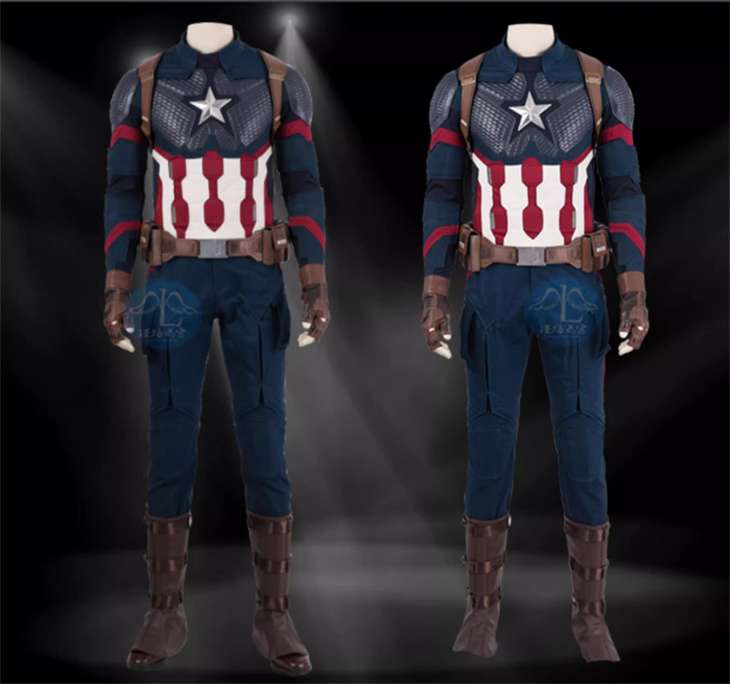 Captain America Cosplay Custome Men Outfit Top Pants Vest Glove Belt Full Set