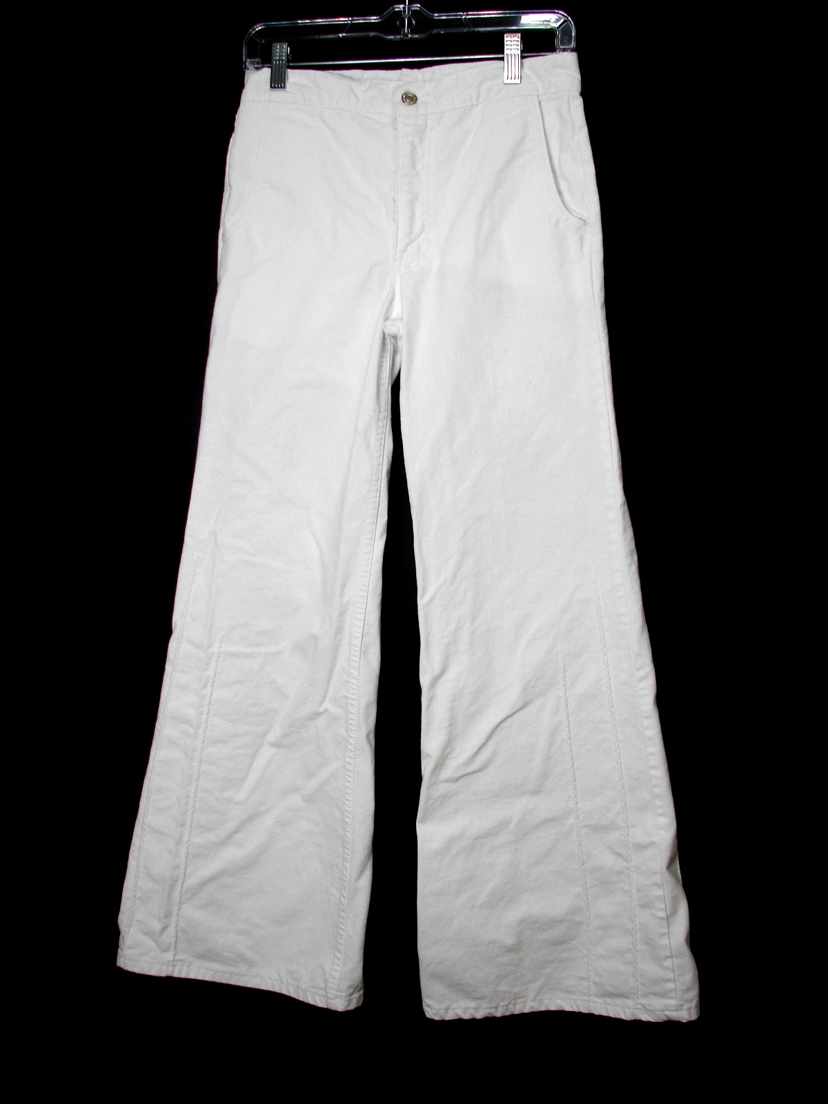 Levis White Detail Stitched Bell Bottom Flare Pants Rock Hippie 70s Mens 29×29
