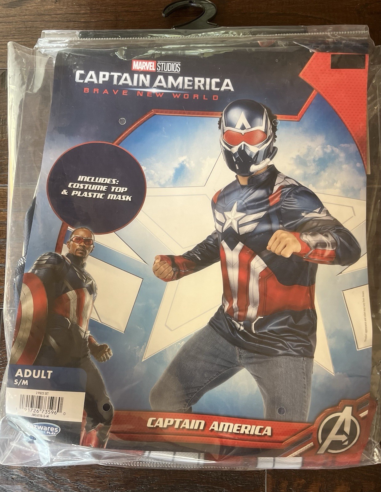 Adult S/M Captain America Brave New World Costume Mask & Top