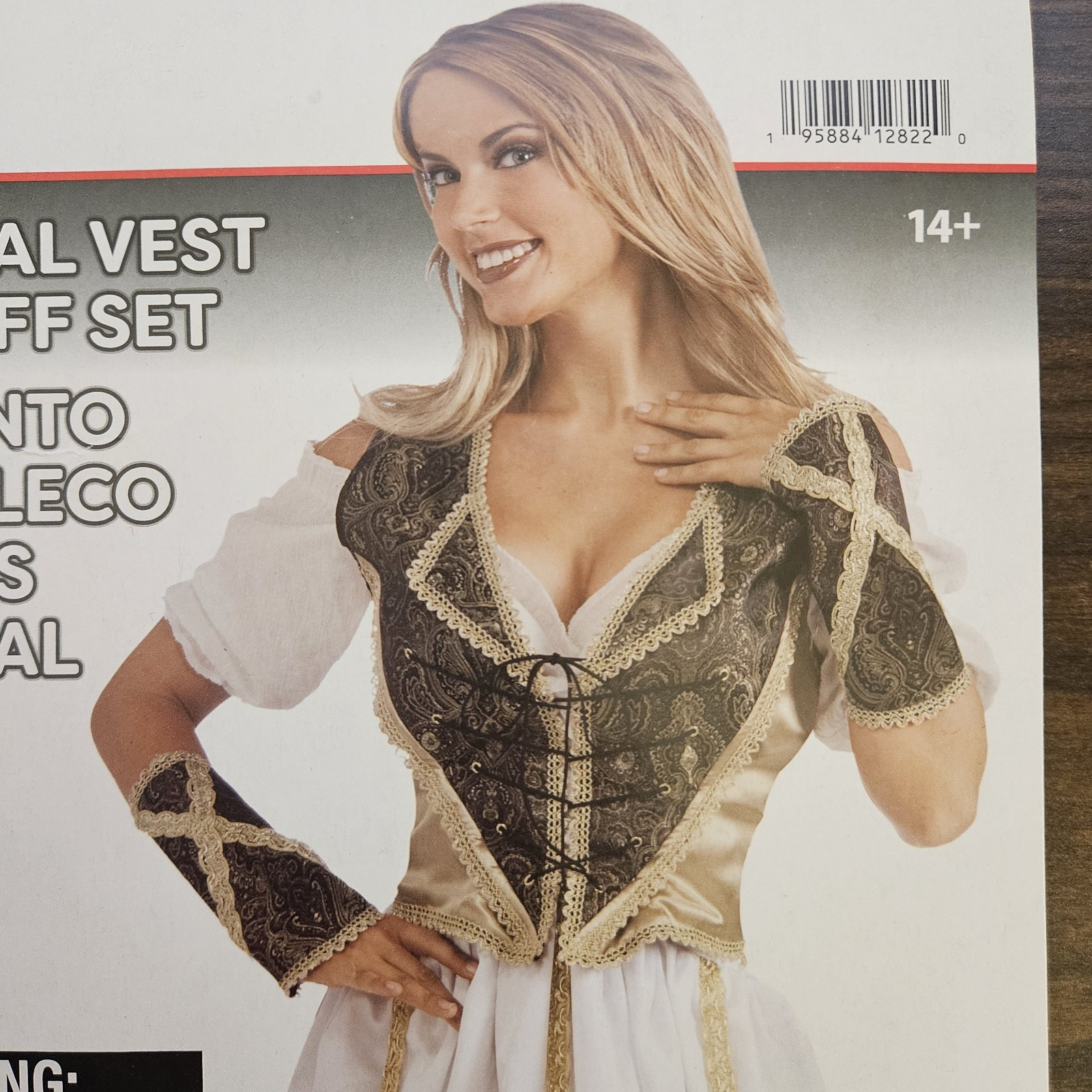 Medieval Maid Brocade Vest /Cuff Set Adult One Size Costume Renaissance Festival