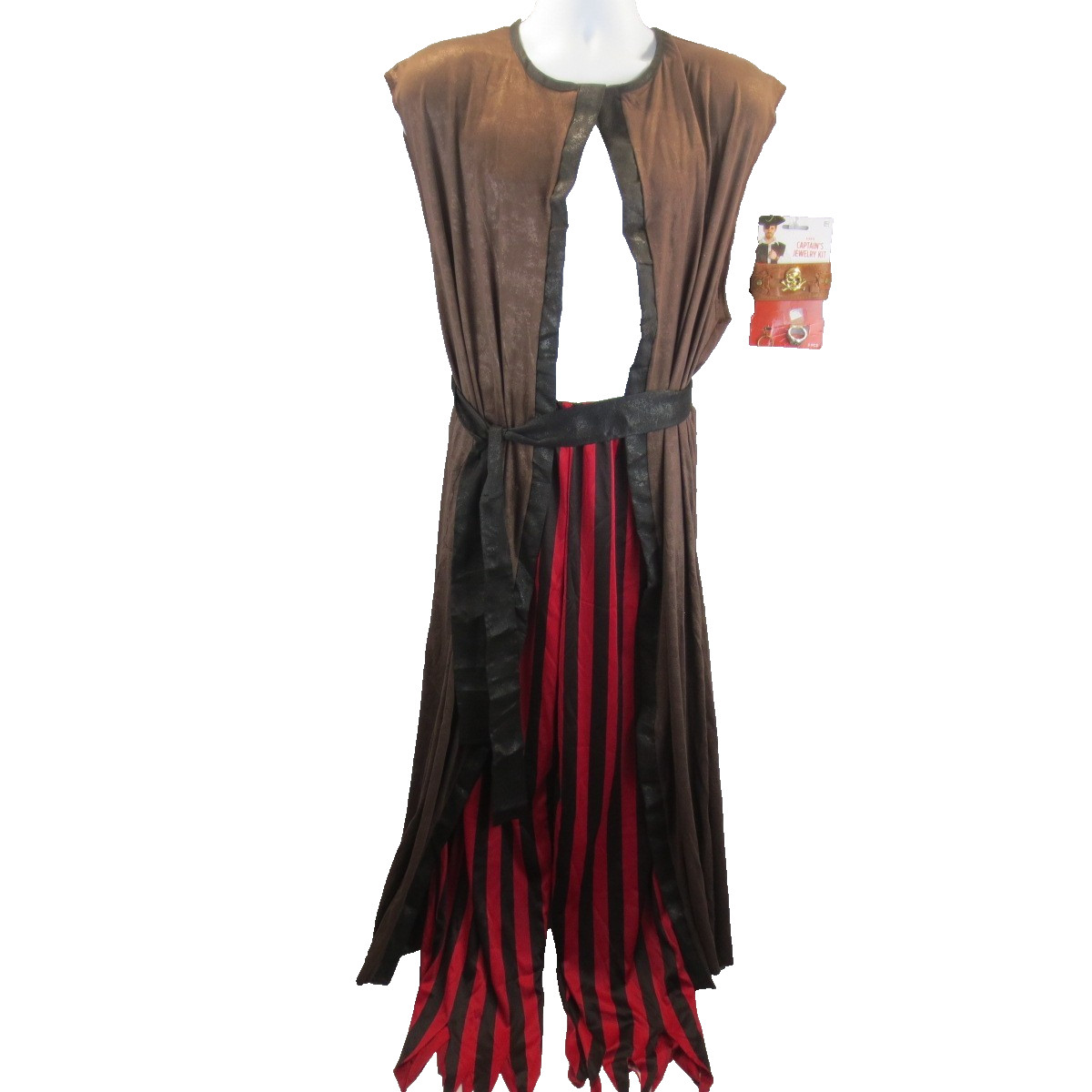 Pirates Caribbean Adult Long Vest Pants Belt & Jewelry up to sz 42 Costume 6 Pcs