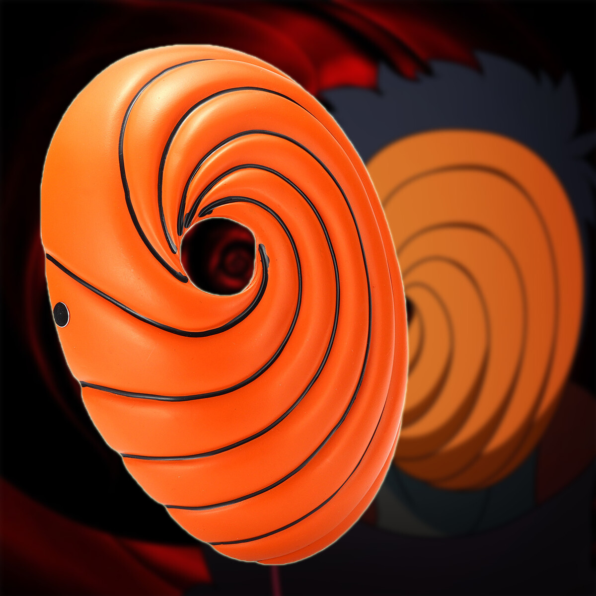 Naruto Akatsuki Tobi Uchiha Mask Helmet Anime Costume Prop Size 9.5″ x 6.5″