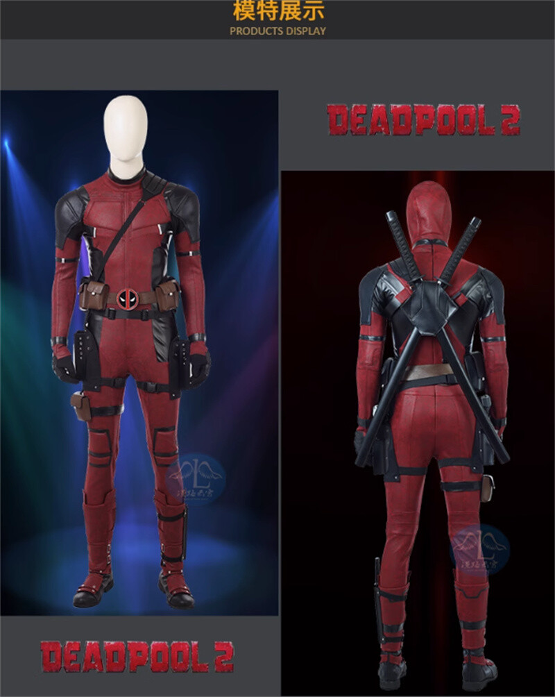 Deadpool Cosplay Halloween Costume Suit Red Jumpsuit Outfits Uniform Helmet Shoe