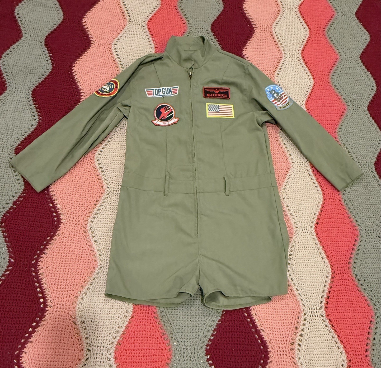 Top Gun Maverick Paramount Flight Jumpsuit Aviator Costume Green Small