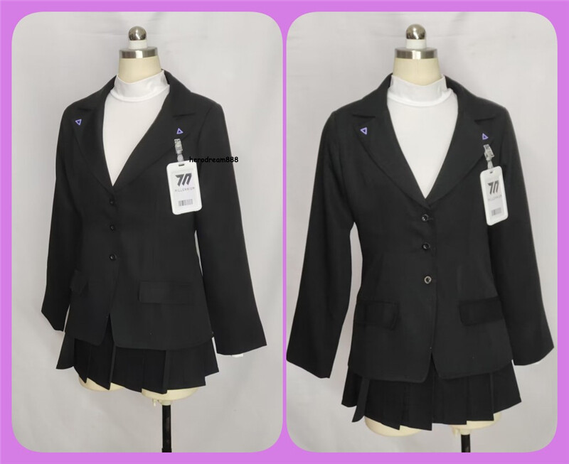 Blue Archive 調月リオ Cosplay Costume Girl Women Black White Jk Dress Stockings Suit