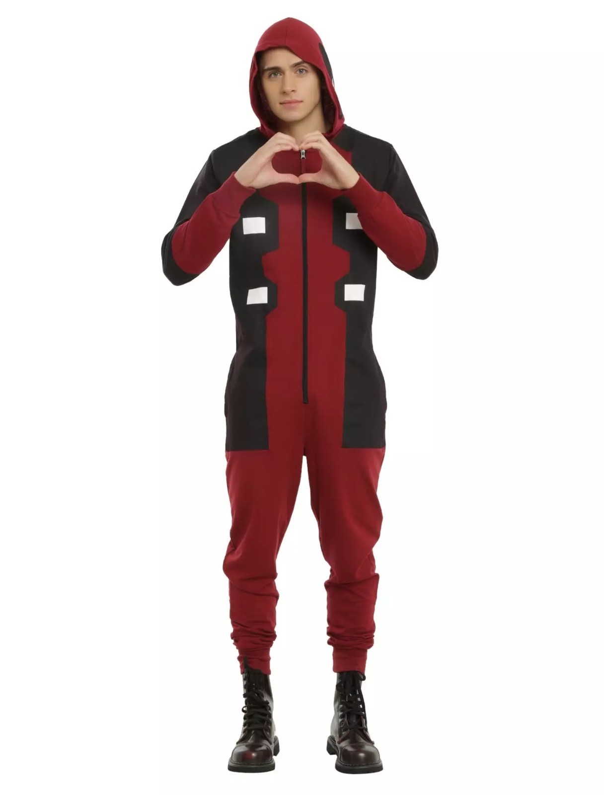 Deadpool Marvel Adult Pajama Costume With Hood & Zipper one size fit most