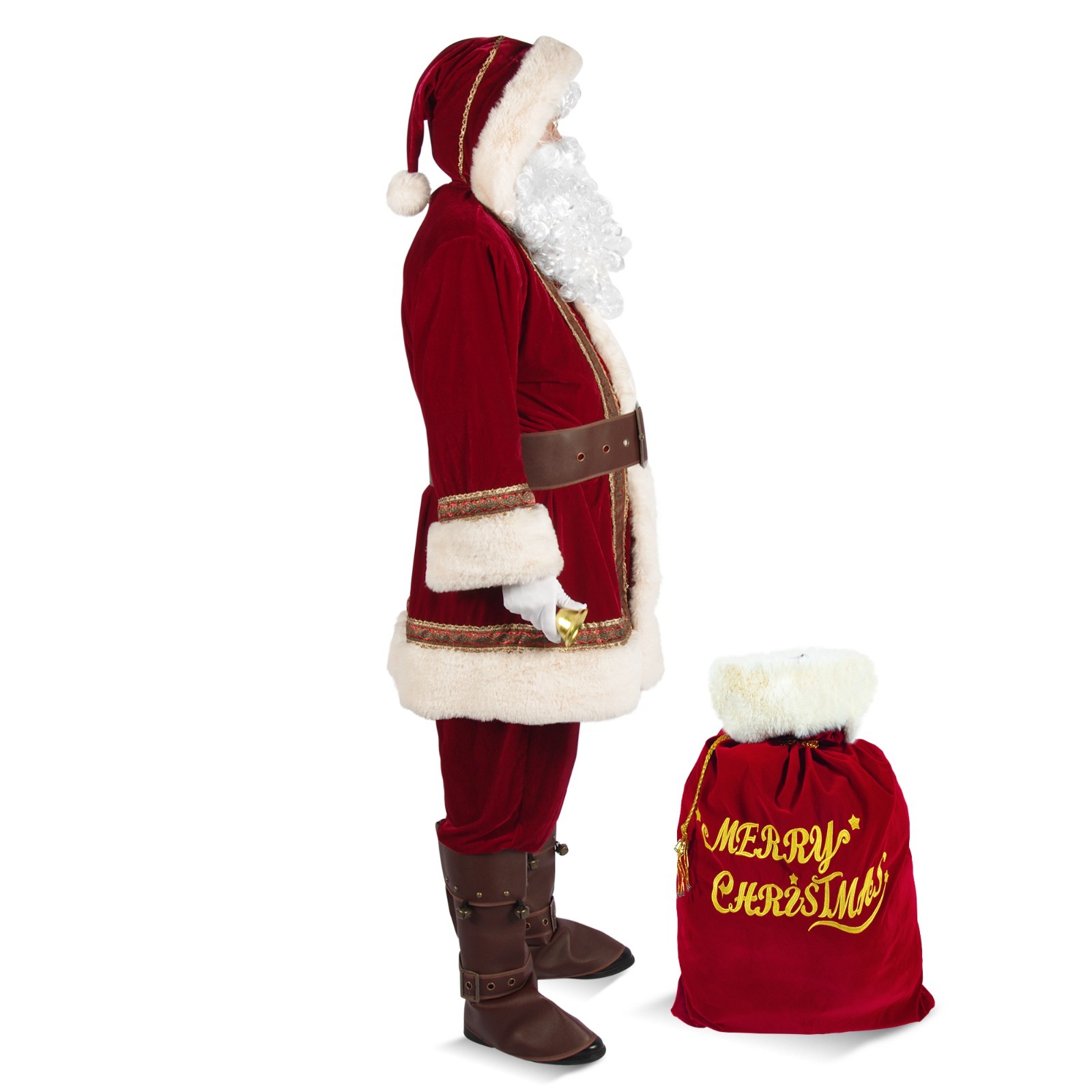 Santa Claus Costume for 10pcs Men Deluxe Professional Santa Suit Adults Set