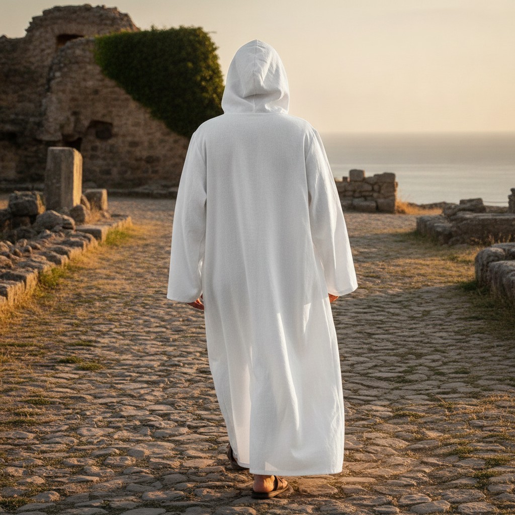 Lightweight White Hooded Robe – Fun Cosplay for Halloween and Theme Parties
