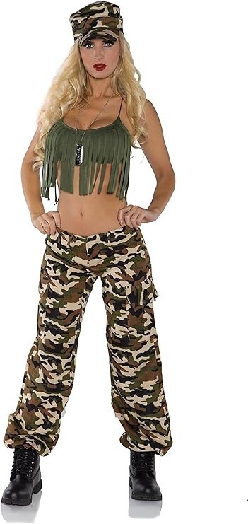 3pc Sexy Ready for Duty Army Camo Camouflage Halloween Costume Women M 10-12