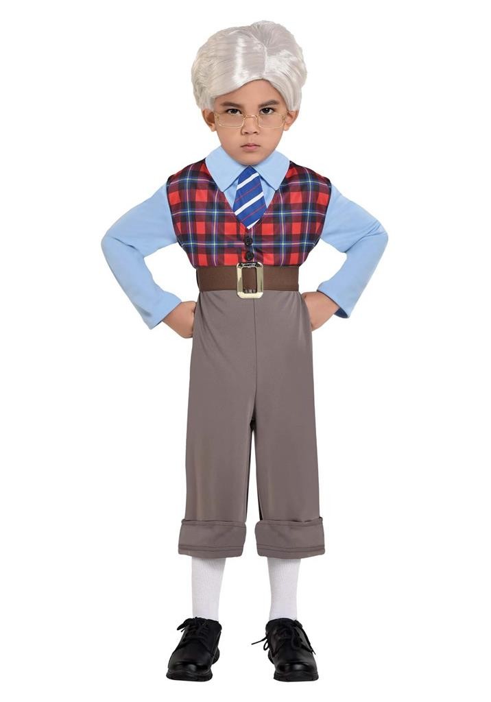NEW KIDS BOYS OLD GEEZER COSTUME DRESS UP 100 DAY OF SCHOOL CHILD SIZE S 4-6