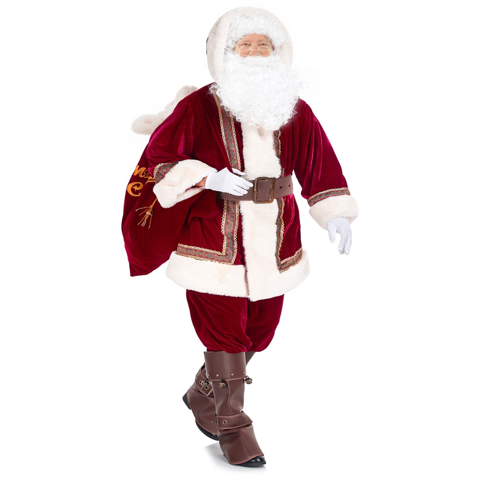 Santa Claus Costume for 10pcs Men Deluxe Professional Santa Suit Adults Set