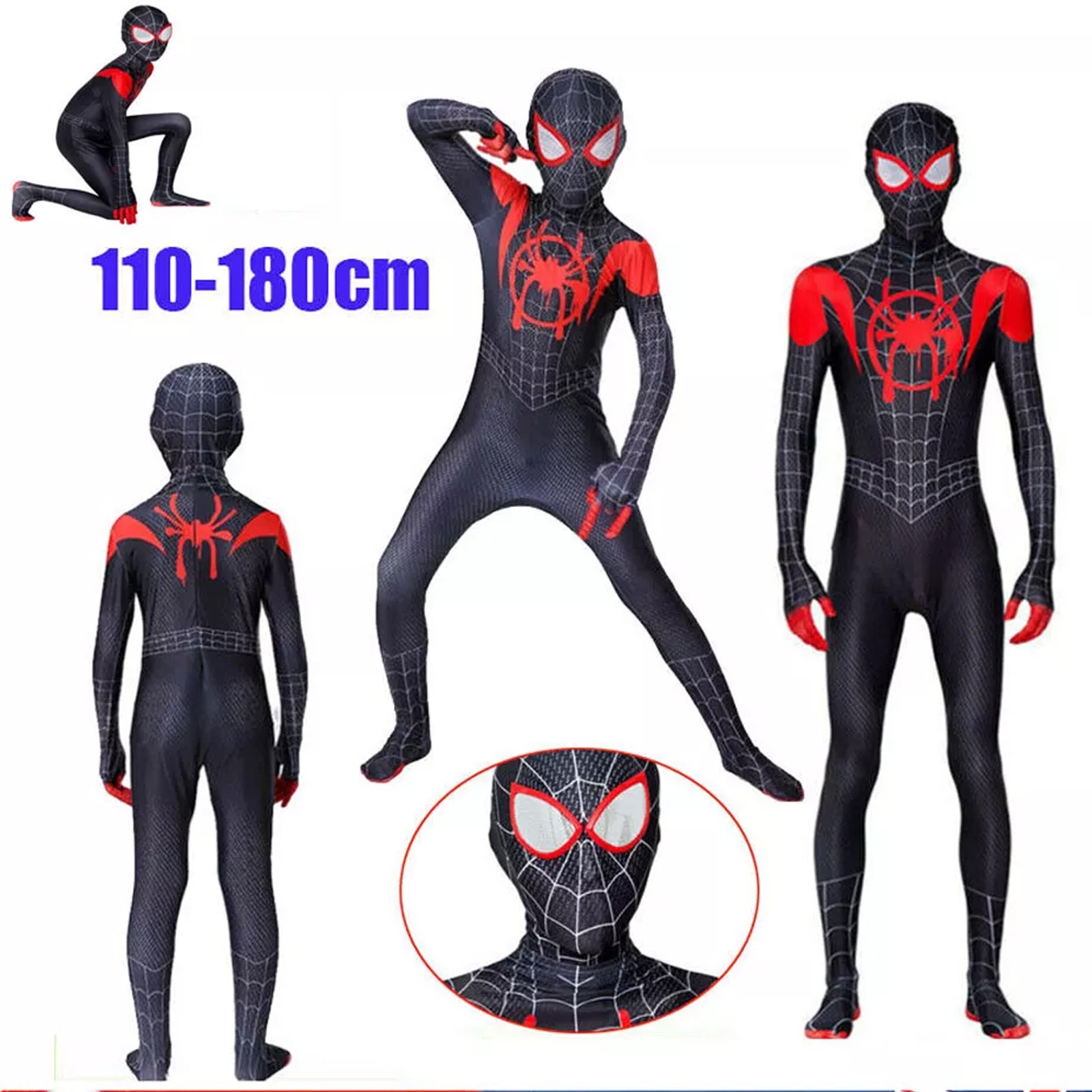 Kids Spider-Man Boy Miles Morales Tobey Maguire Outfits Jumpsuit Cosplay Costume