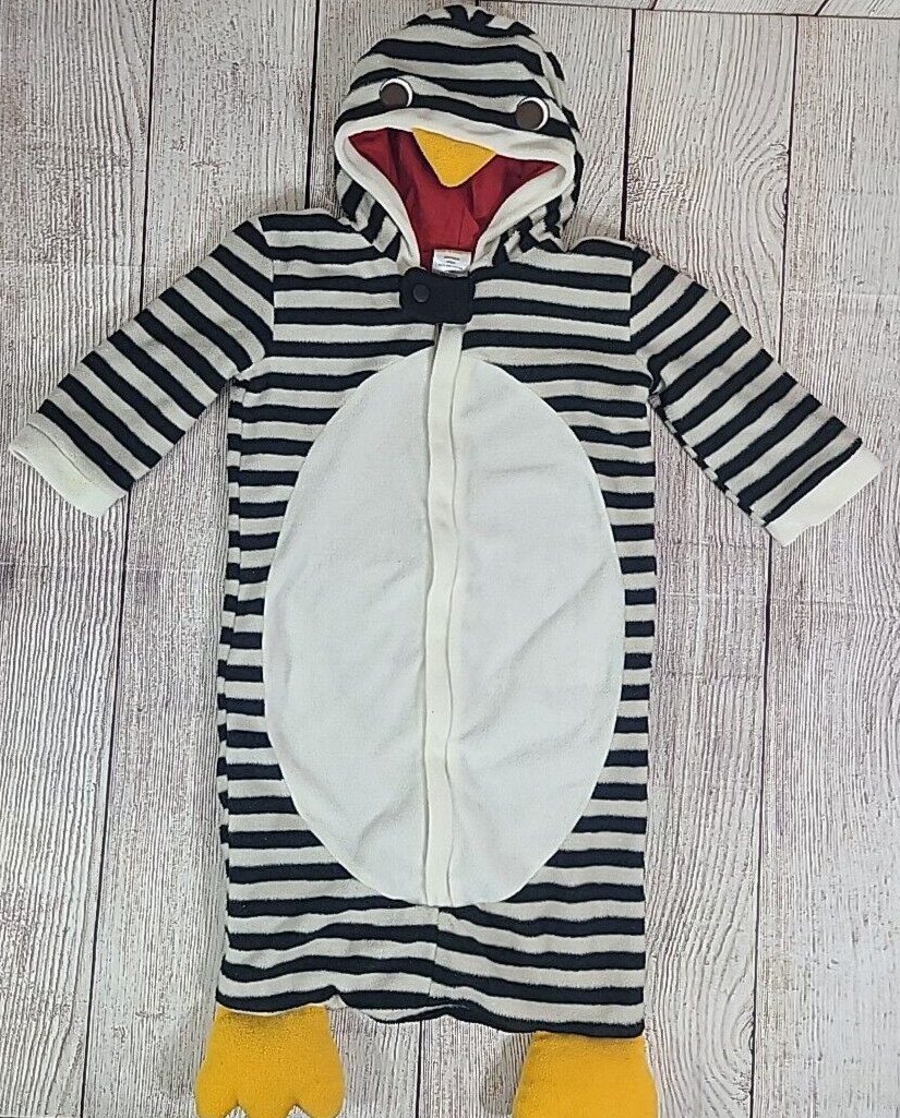 Gymboree Penguin Costume One Piece Outfit Infant 0-6 Months Full Zip Striped