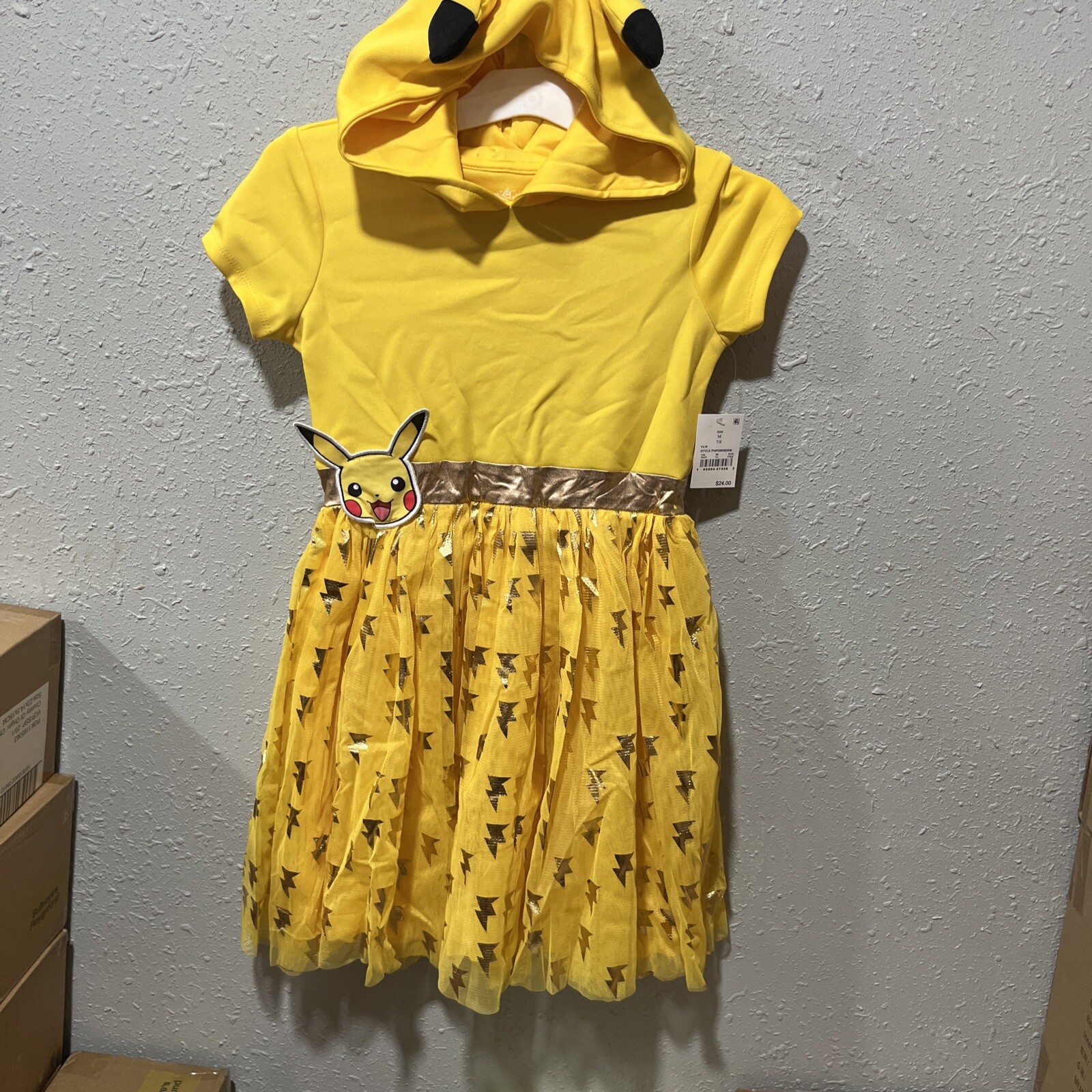 Girls’ Pokemon Pikachu Cosplay Tutu Dress – Yellow size Medium 7/8