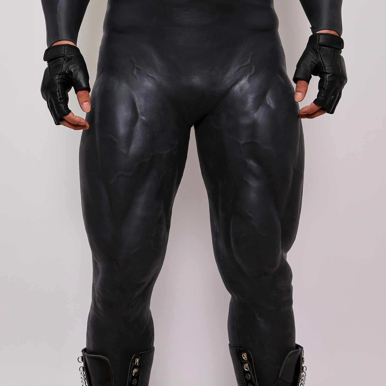 SMITIZEN Black Silicone Muscle Suit with Arms Realistic muscle pant fetish