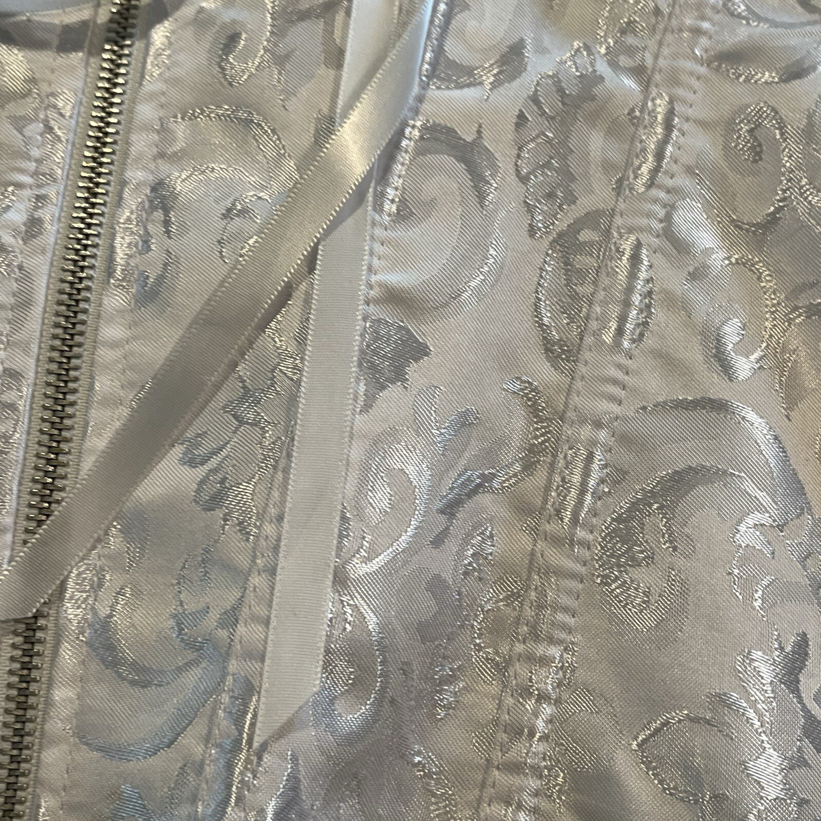 Lacey White Front Zip, Lace Up Back Corset, Bustier Medieval Lace Top, Sz L Euc