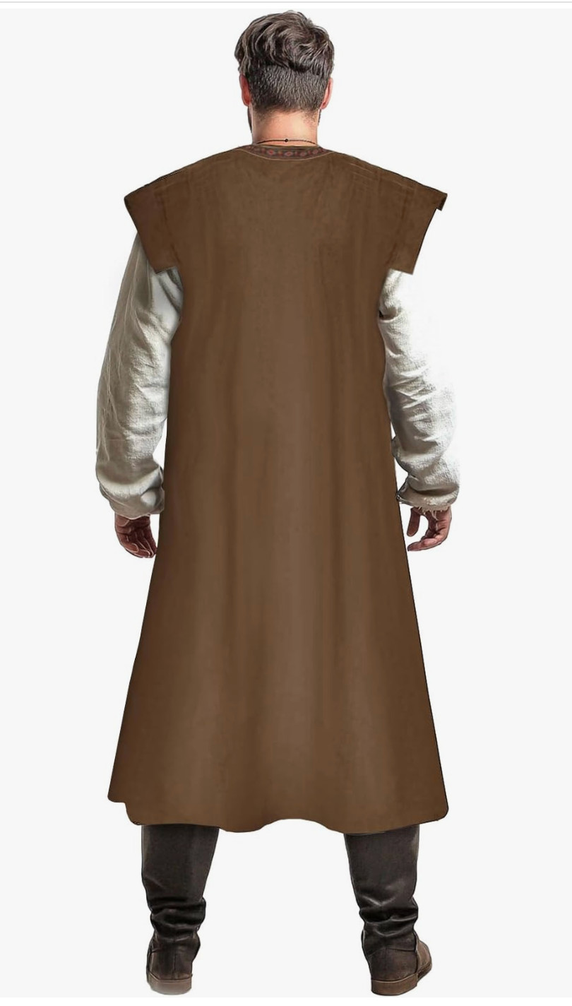 Mens Brown Pirate Vest Medieval Costume Renaissance Cosplay Viking Waistcoat LAR
