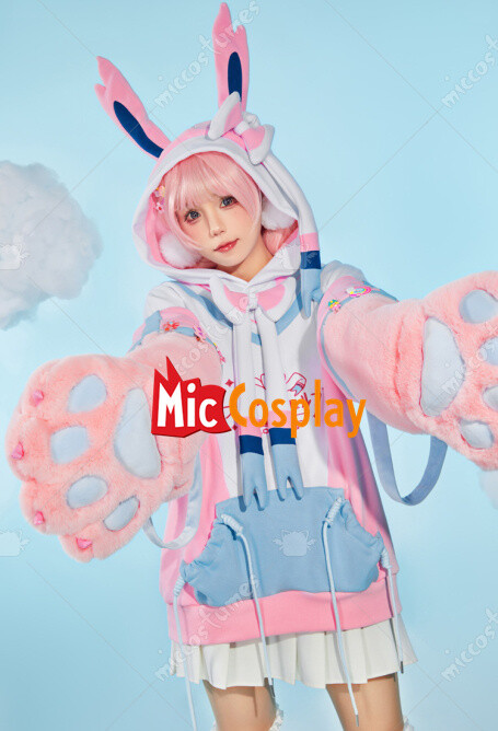 PM Derivative Pullover Hoodie Design Furry Cat Paw Gloves Kawaii Sweatshirt