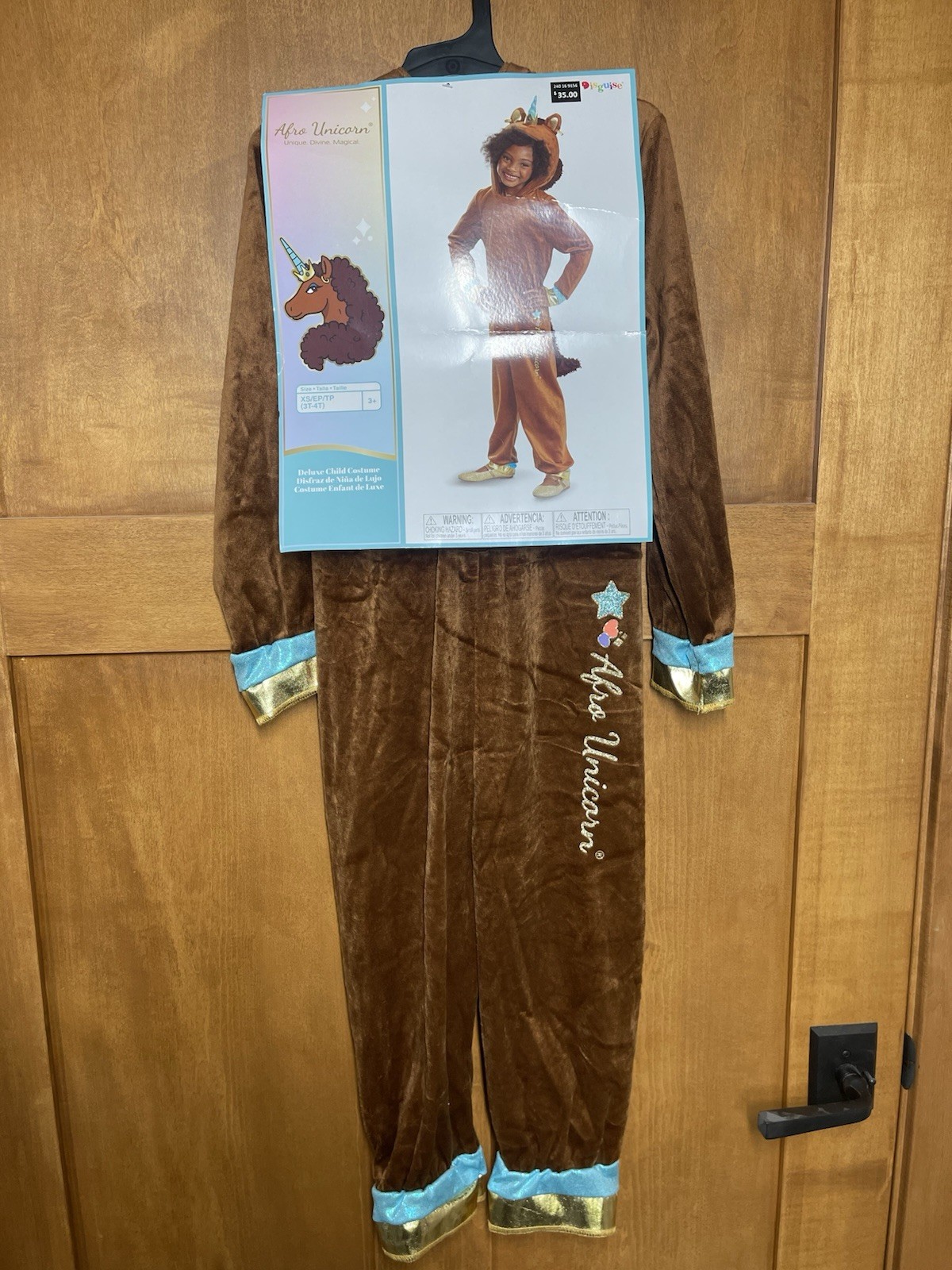 NWT Afro Unicorn Deluxe Child Costume XS 3T-4T Hooded Unicorn Jumpsuit FREE SHIP