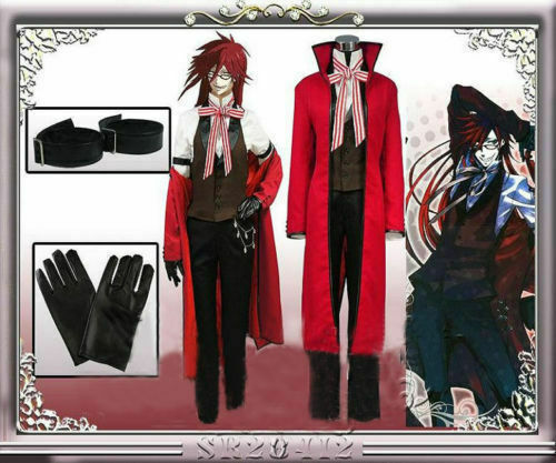 Black Butler Shinigami Grell Sutcliff Kuroshitsuji Red Death Cosplay Costume@0