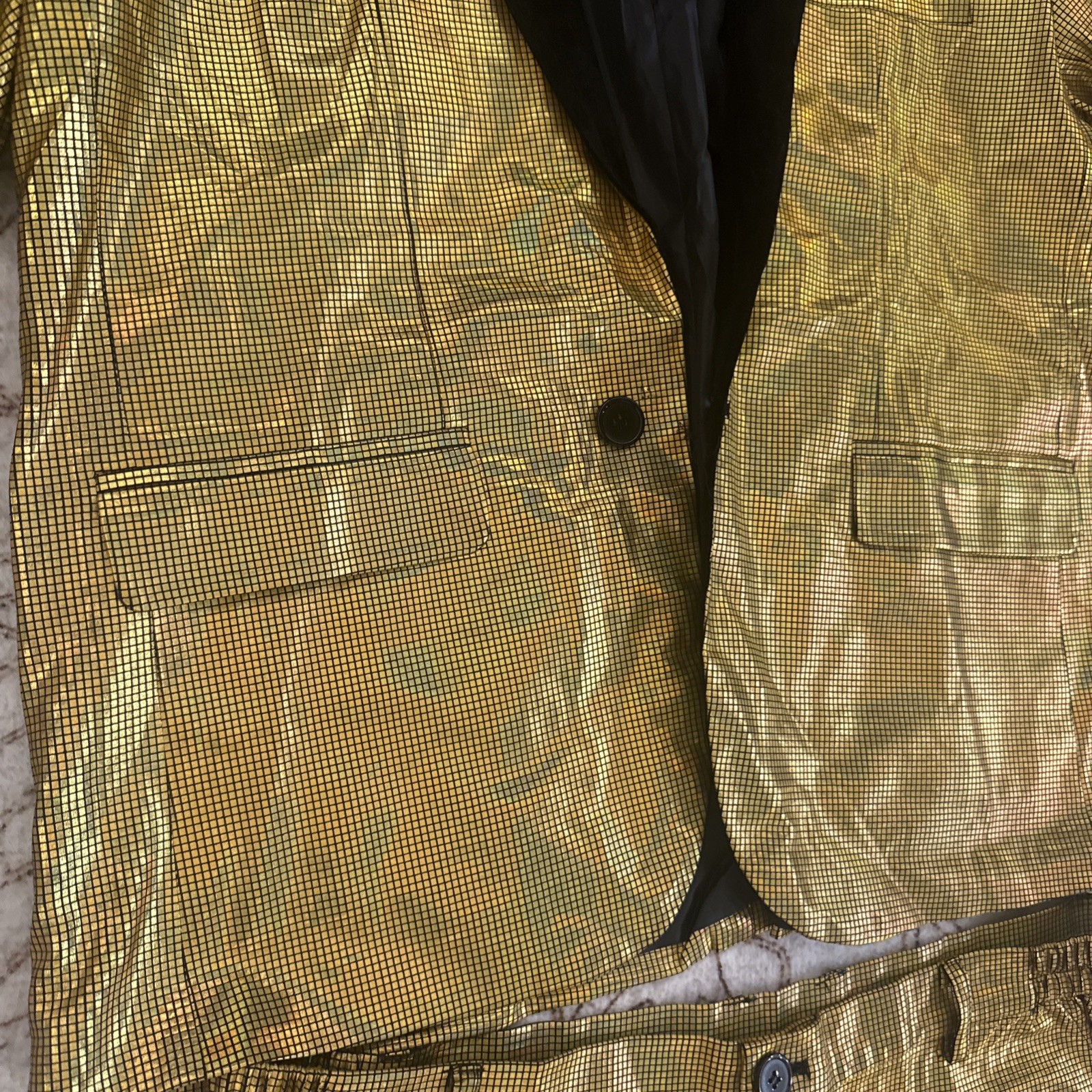 Gold Party Halloween Fashion Suit Jacket,Pants Size Large Gold