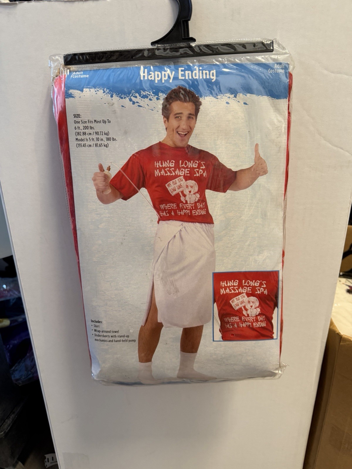 Adult Funny Happy Ending Massage Spa Costume Complete Outfit Red/White One Size