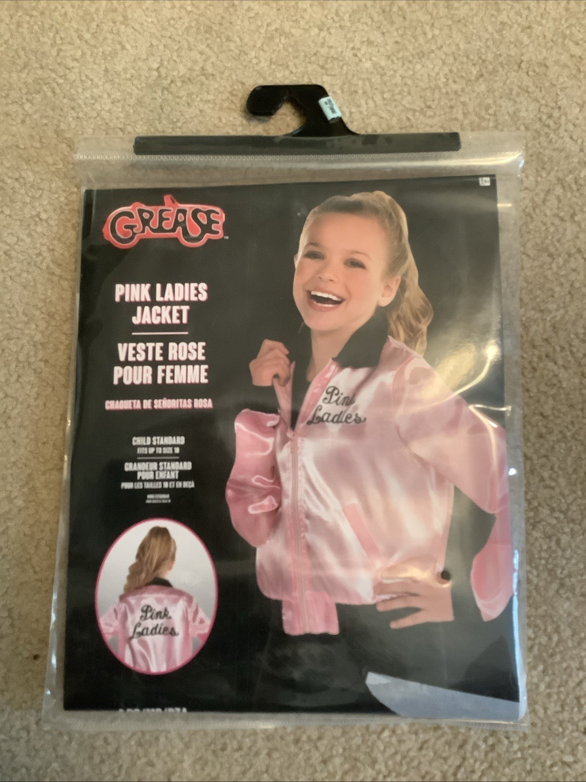 GREASE Pink Ladies Jacket Costume Halloween Dress Up Child Standard To Size 10