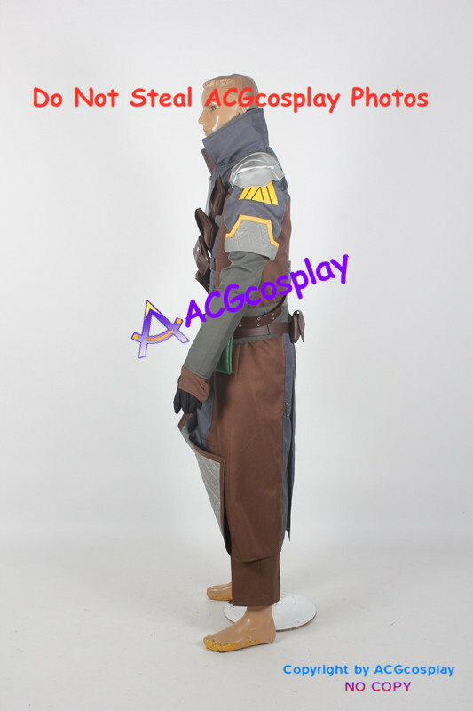 Brown and dark grey version Warlock Cosplay Costume include belts and bags