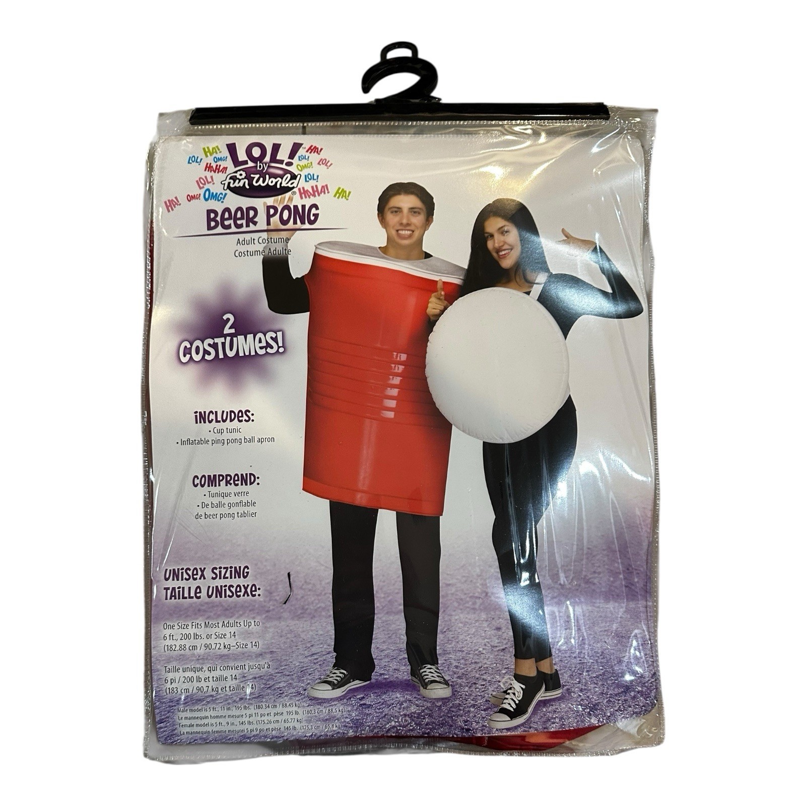 Beer Pong – Tunic – Inflatable Ball – 2 in 1 – Couples Costumes – Adult One Size