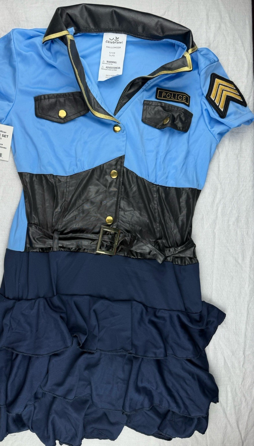 Women’s Police Officer Dress Halloween Costume Cosplay Size S 4-6