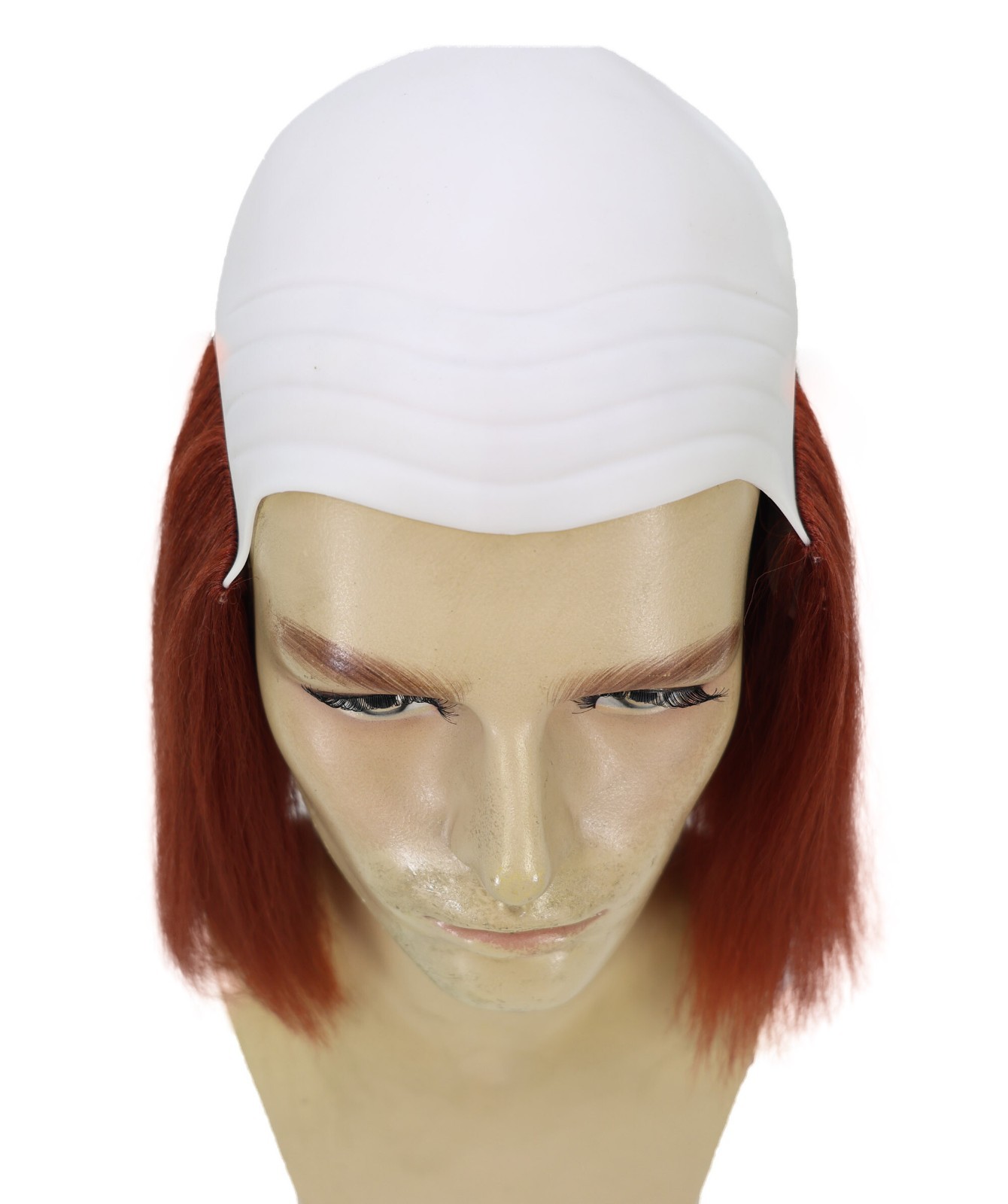 Adult Bald Deluxe Silly Boy Auburn Wig Comical Bald Cap with Hair Tufts