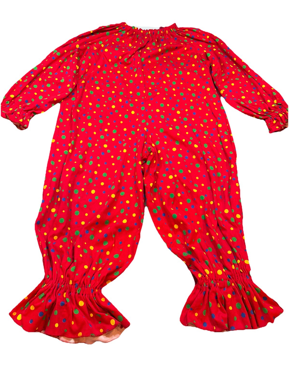 RED CLOWN COSTUME colorful Dots Child Homemade SUIT HANDMADE 42” Chest 42”Length