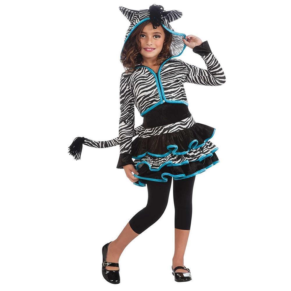 Drama Queens Zebra Print Hoodie size S 4/6 Girls Costume Dress Outfit Rubie’s