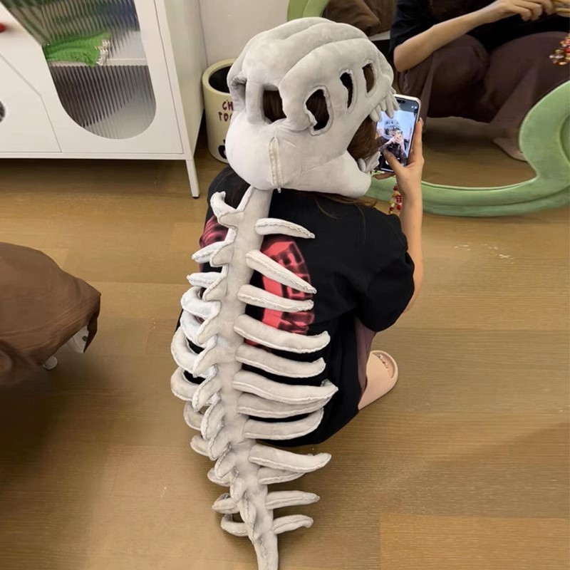 Dinosaur Skeleton Costume 3D Spinosaurus Skull Mask & Plush Spine Dress-Up Play