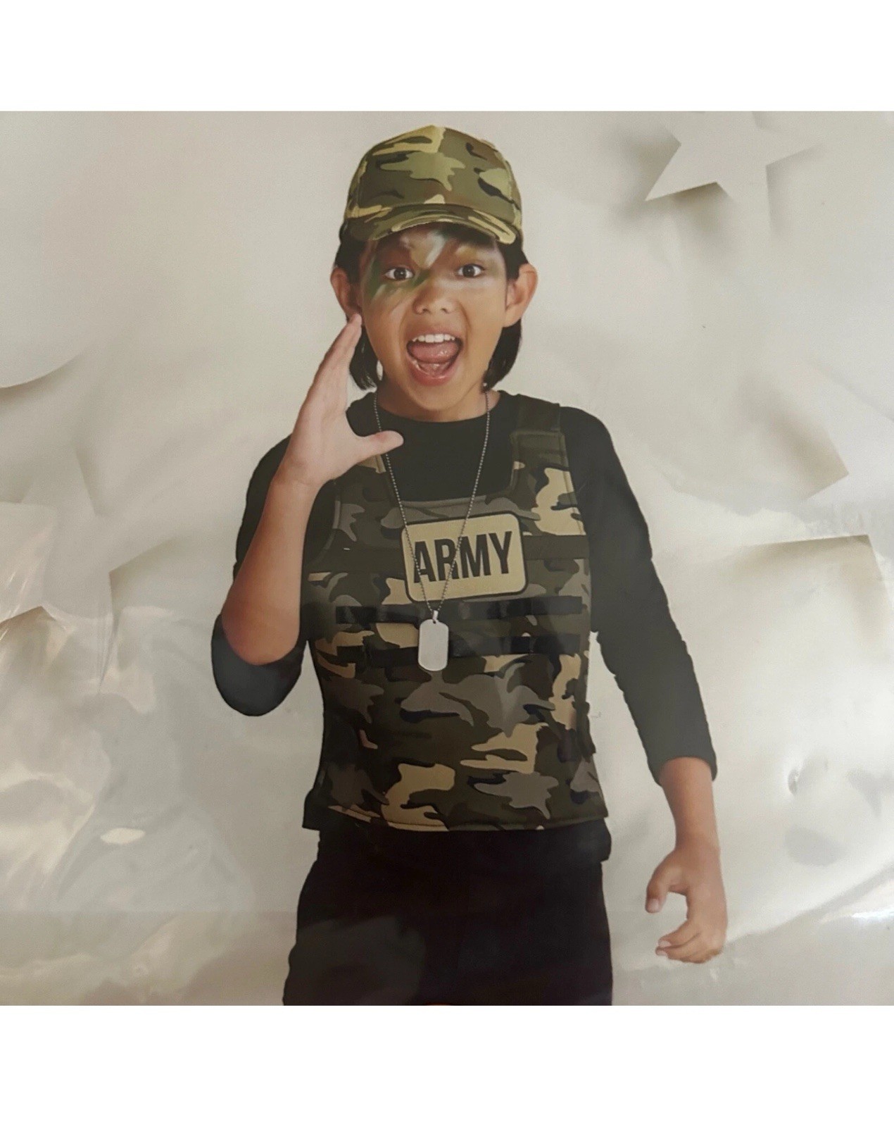 Army Soldier 3T 4T Kids Costume Camo Vest Hat DogTags No Pants XS 3+ Child