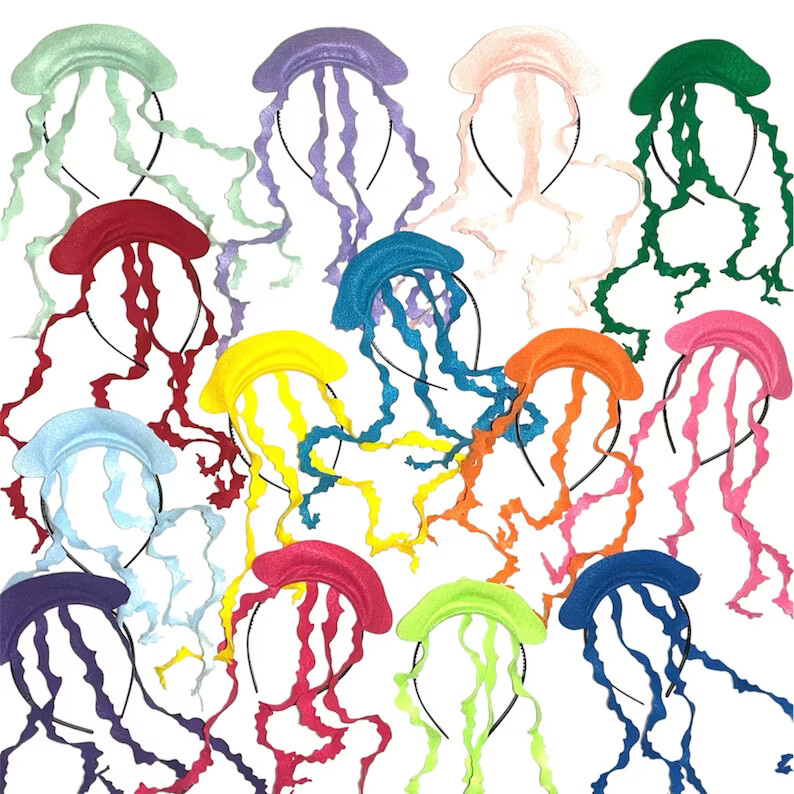 Jellyfish Headband Halloween Costume Birthday Party Tutu Adult Kids Baby