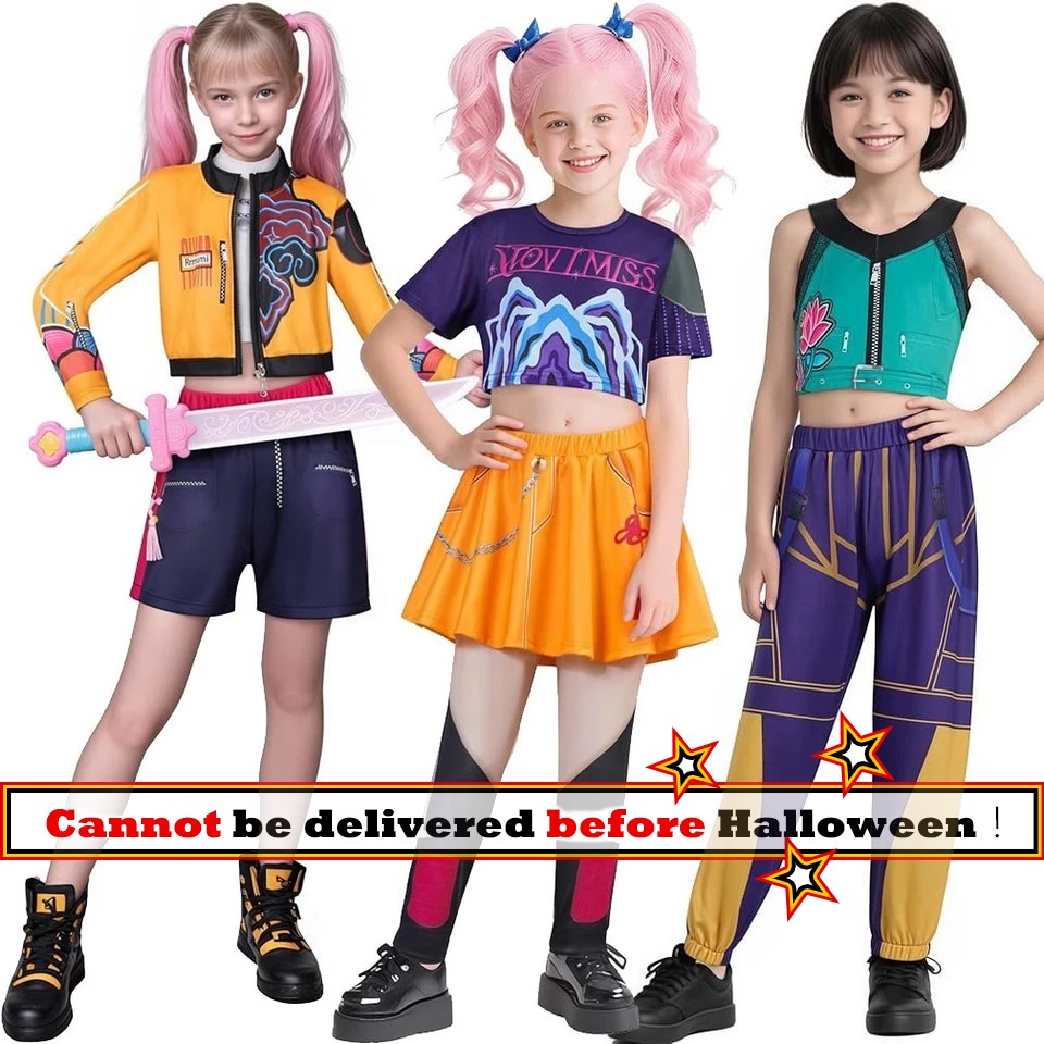 Kids Girls K-Pop: Demon Hunters Rumi Mira Zoey Cosplay Costume Dress Outfits