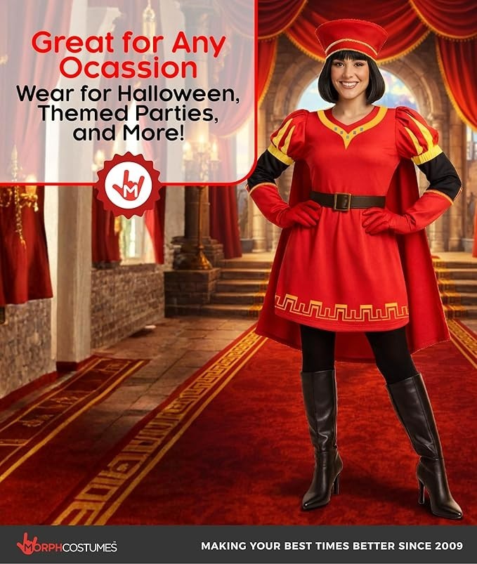 Women`s Fairy Tale Lord Costume Wig Adult Farquaad Shrek Villain Dress S – XL