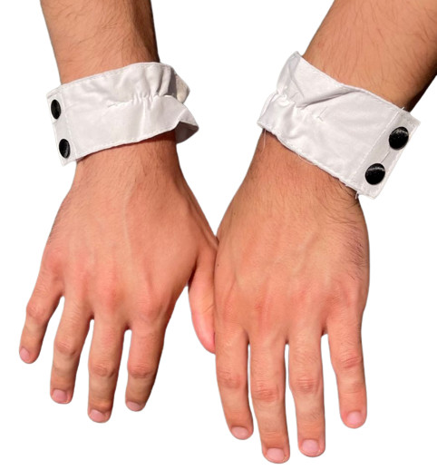 2 CHIPPENDALE STRIPPER WHITE CUFF Male Costume Playboy Bunny Wrist Formal Set