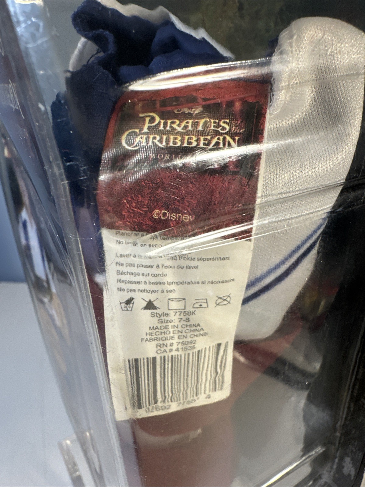Captain Jack Sparrow Pirates of the Caribbean Costume Child size 7-8 New 2006